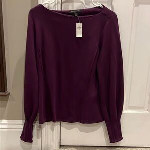 Banana Republic Purple Puff Sleeve Long Sleeve Blouse